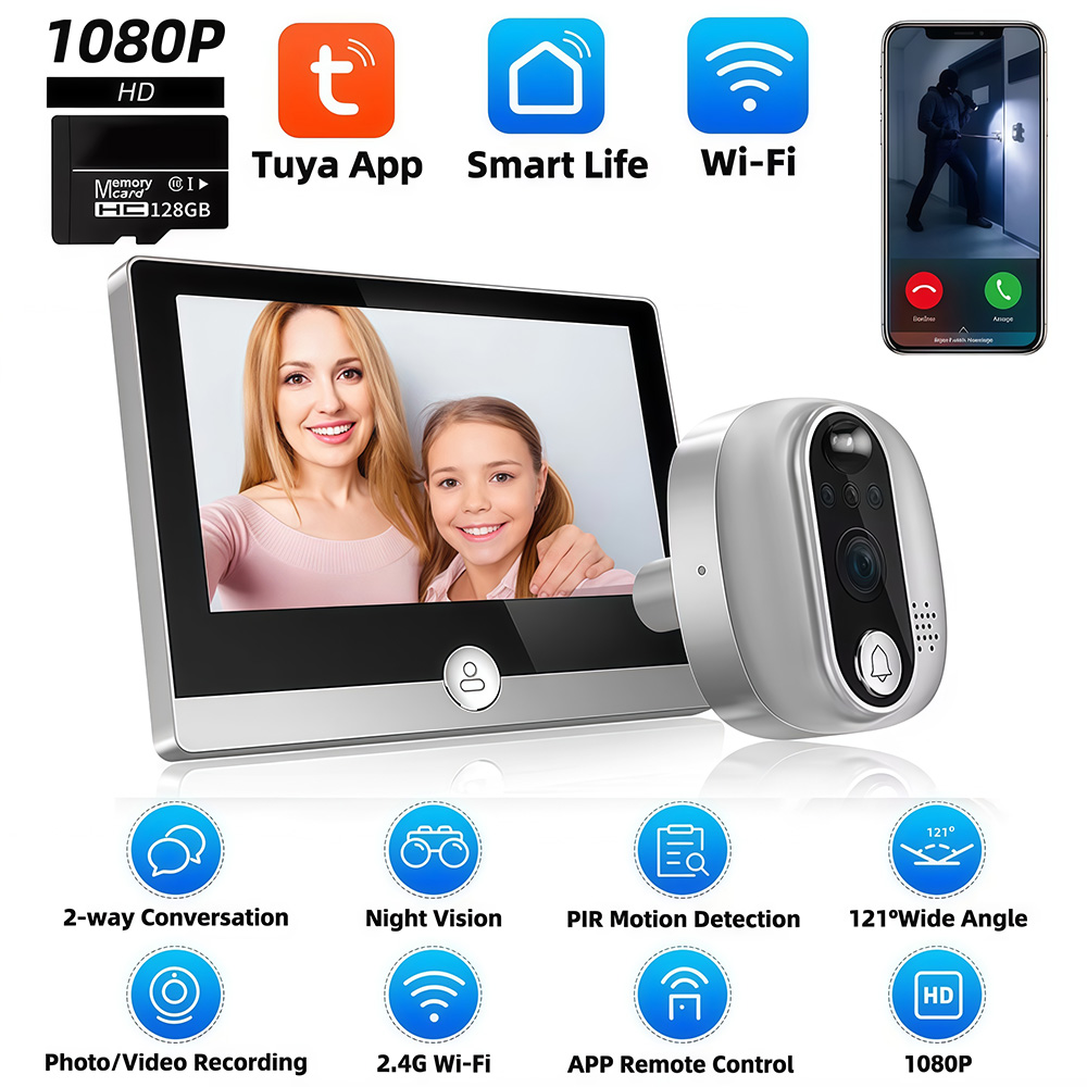 Smart Home Wiser - 투야 와이파이 문짝 벨 카메라, 구글