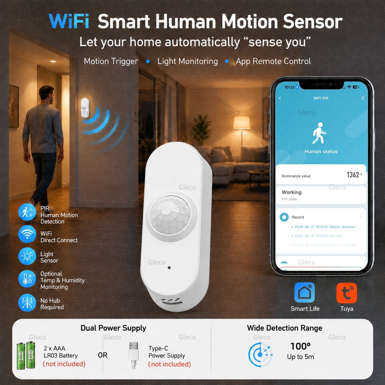 Smart Home Wiser - Tuya Wifi PIR 모션 센서 스마트