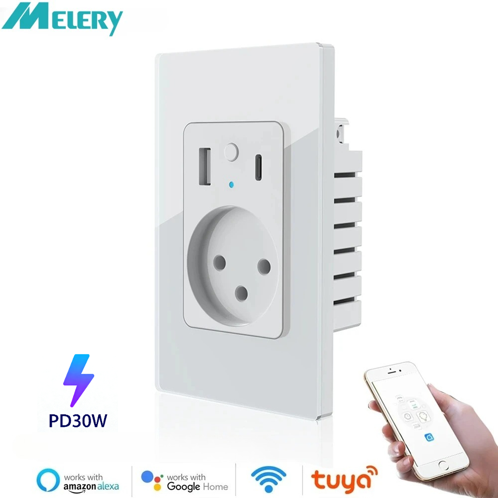 멜러리 이스라엘 스마트 월 소켓 글래스 패널 USB 타 - Smart Home Elements 리뷰 및 가격