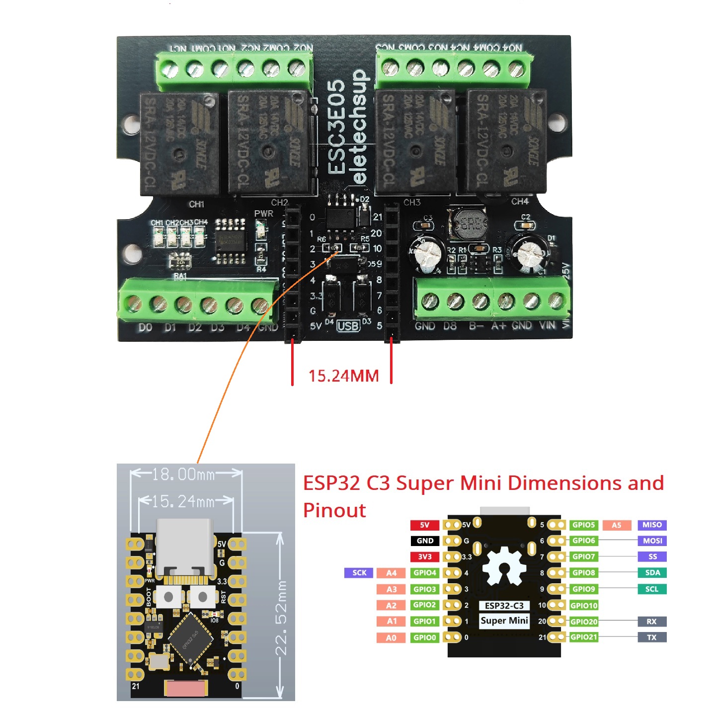 ESC3B04 ESP32-C3 산업용 릴레이 보드 4C - Smart Home Wiz 리뷰 및 가격