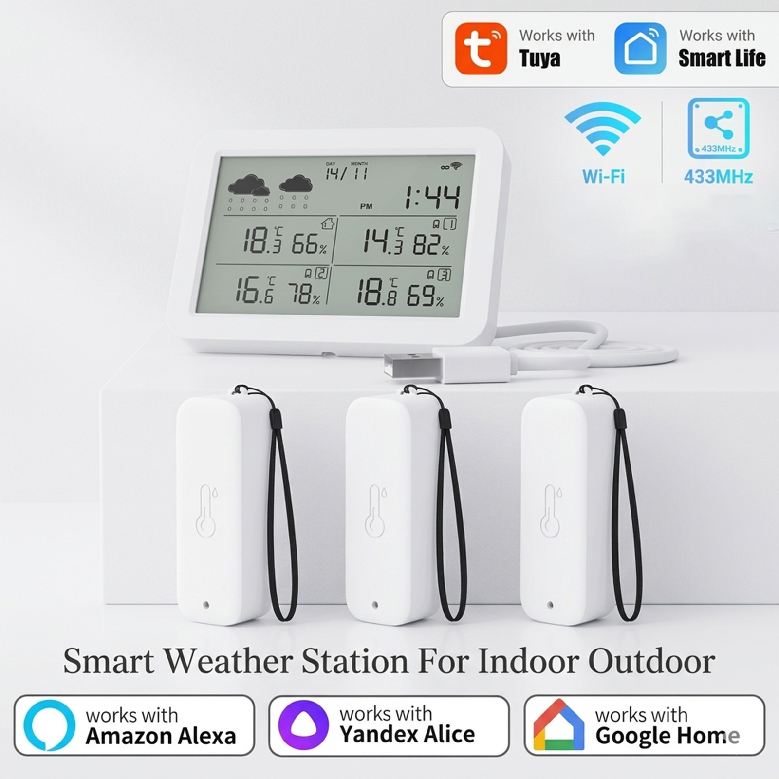 Tuya WiFi+RF433 기상 관측소, 스마트 홈  - Smart Home Elements 리뷰 및 가격