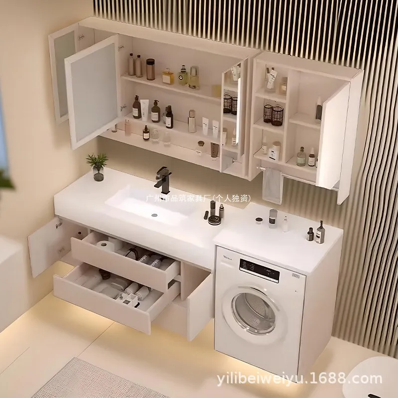 세면대와 스마트 거울이 결합된 일체형 세탁실 욕실 캐비 - Smart Home Laundry 리뷰 및 가격